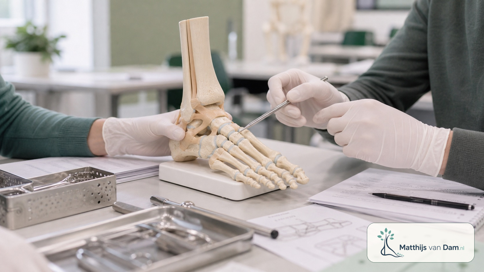Hands-on voet- en enkelonderwijs met anatomisch model in een skills lab