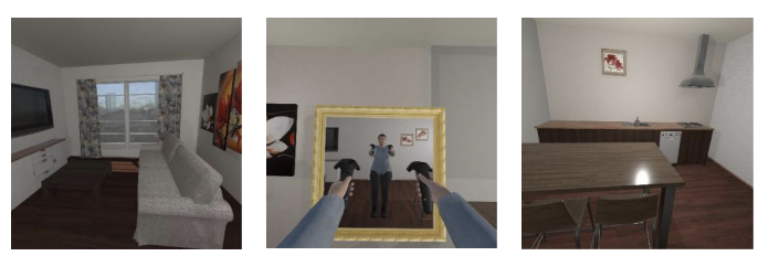 Voorbeelden van virtuele omgevingen en een VR-scenario
